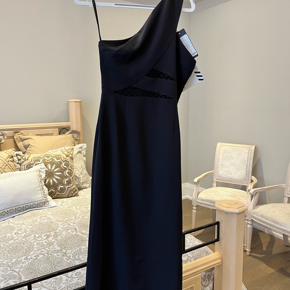 Trendyol long black dress, mesh in abdomen area. Advertised as SZ 6.NWT - Picture 3 of 9